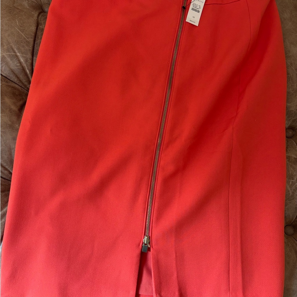 Talbots Vibrant Orange Zipper Front Pencil Skirt